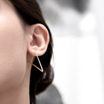 A minimal and sleek set of triangular geometric hoop earrings