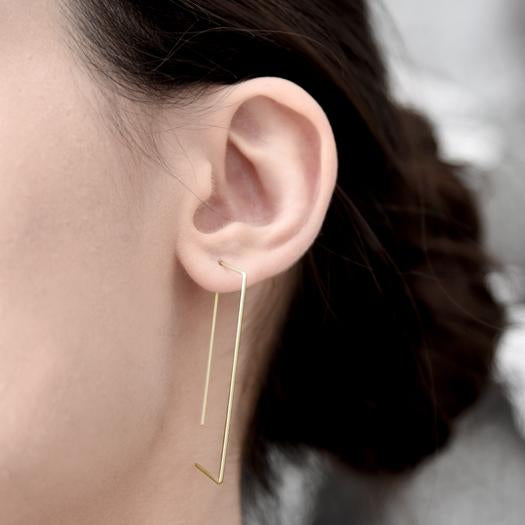 
                  
                    These slender rectangle ear hoops are lightweight and stylish.
                  
                